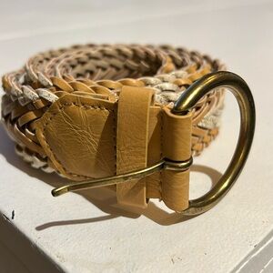 Braided belt natural with gold hardware size S